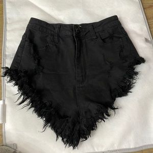 Fashion Nova frayed black shorts